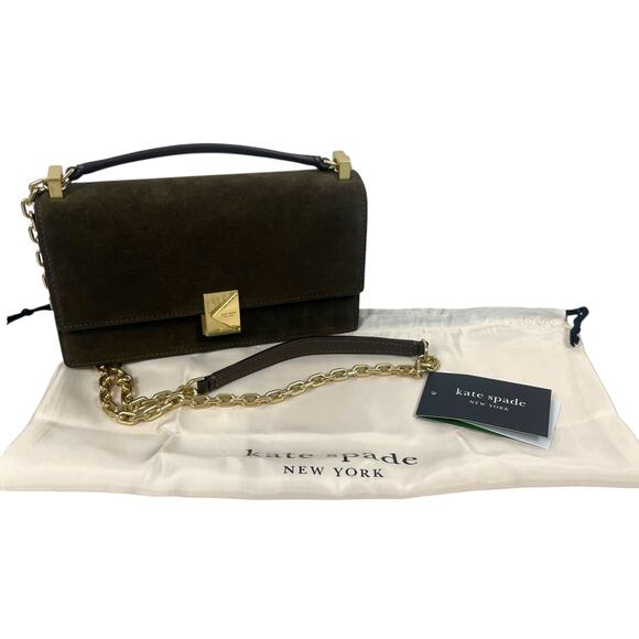 Kate Spade Deco Suede Mini Crossbody Bag Shoulder Bag Burnt Sage Green - Picture 14 of 14